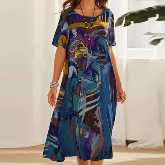 Greta – Midi Dress with Abstract Print