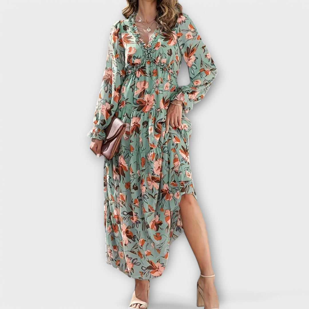 Phoebe – Floral Pleated Maxi Dress