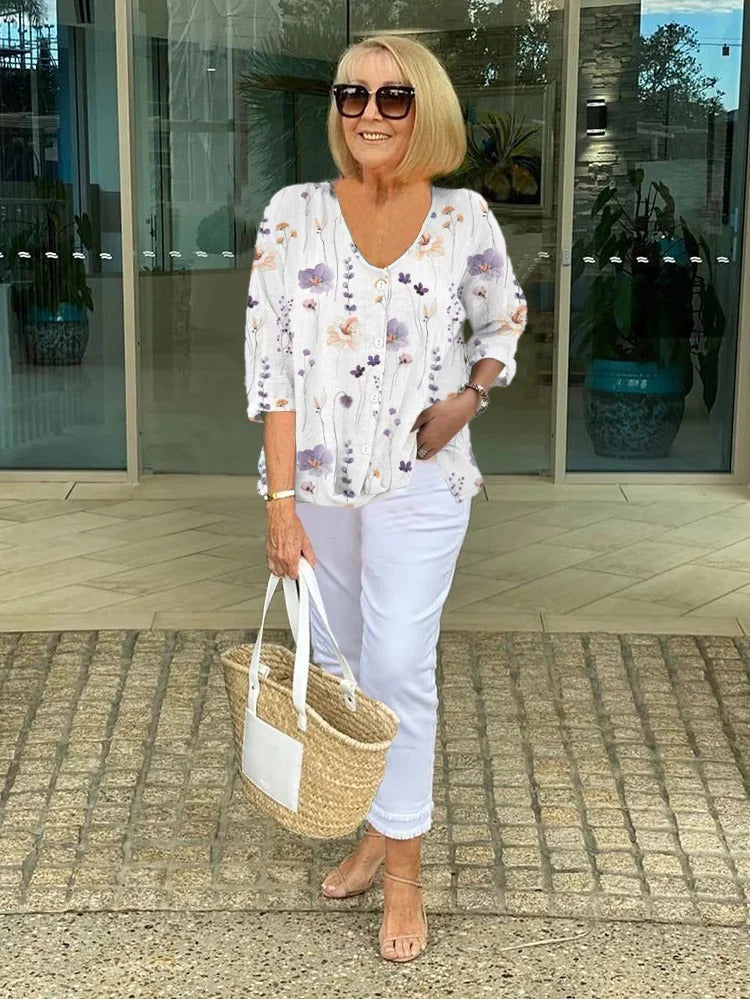 Alisa – Floral Button-Up Blouse