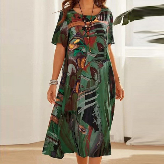 Greta – Midi Dress with Abstract Print