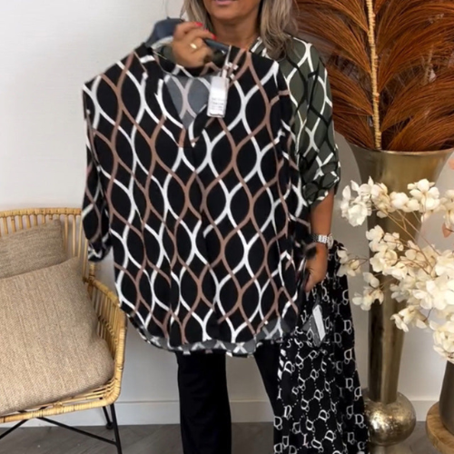 Scarlet – Geometric Long Sleeve Blouse