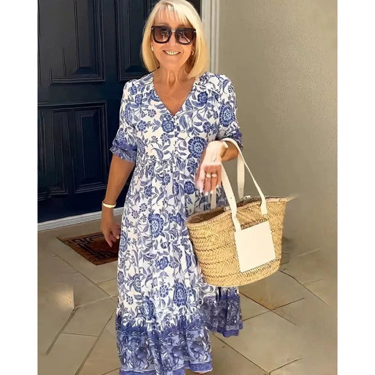 Fiona – Flowing Dress with Floral Print