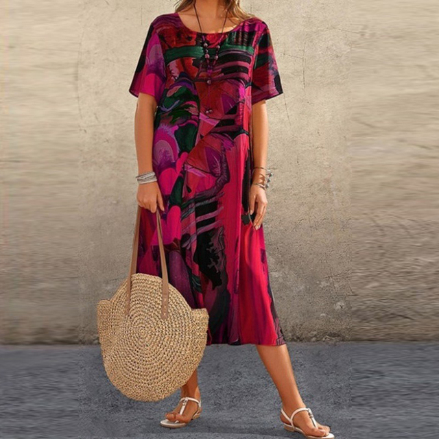 Greta – Midi Dress with Abstract Print