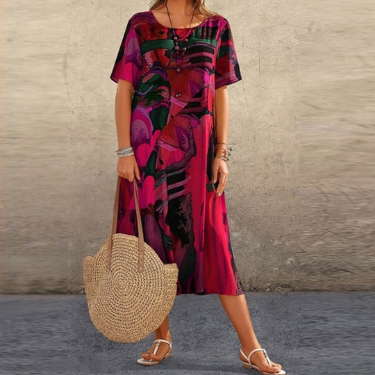 Greta – Midi Dress with Abstract Print