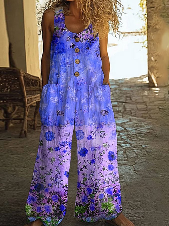 Alana – Sleeveless Floral Jumpsuit
