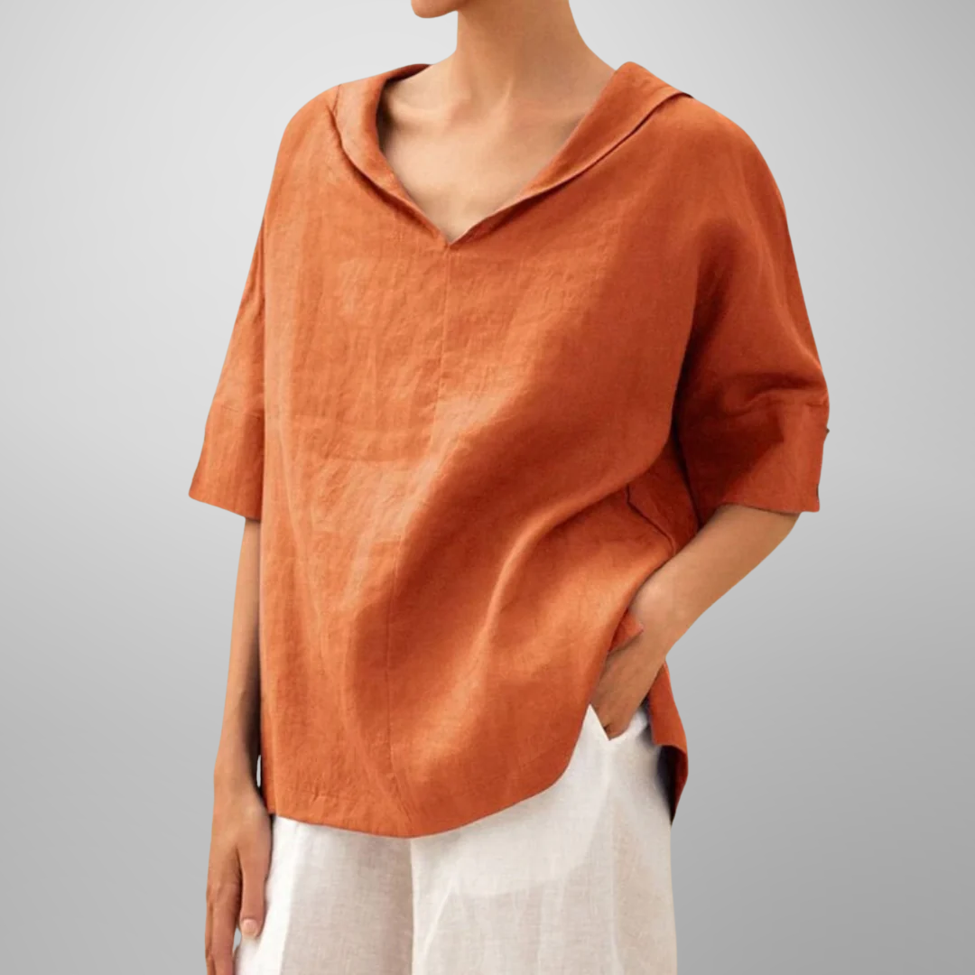 Isla – Relaxed Collar V-Neck Top