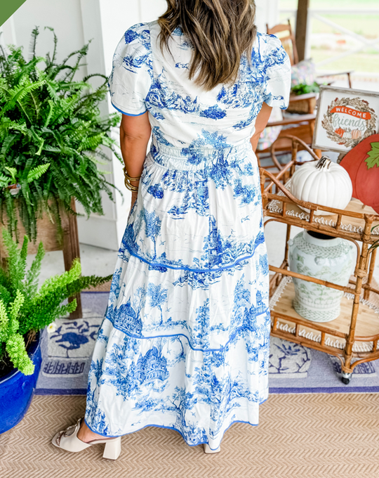 Ashley – Toile Print Maxi Dress