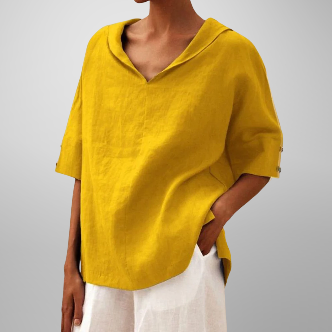 Isla – Relaxed Collar V-Neck Top