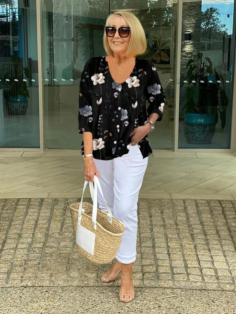 Maisie – Button-up Floral Blouse