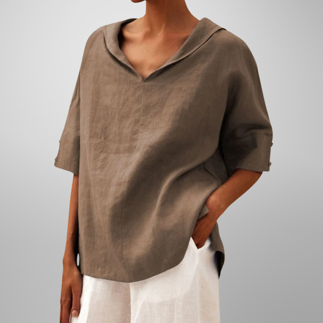 Isla – Relaxed Collar V-Neck Top