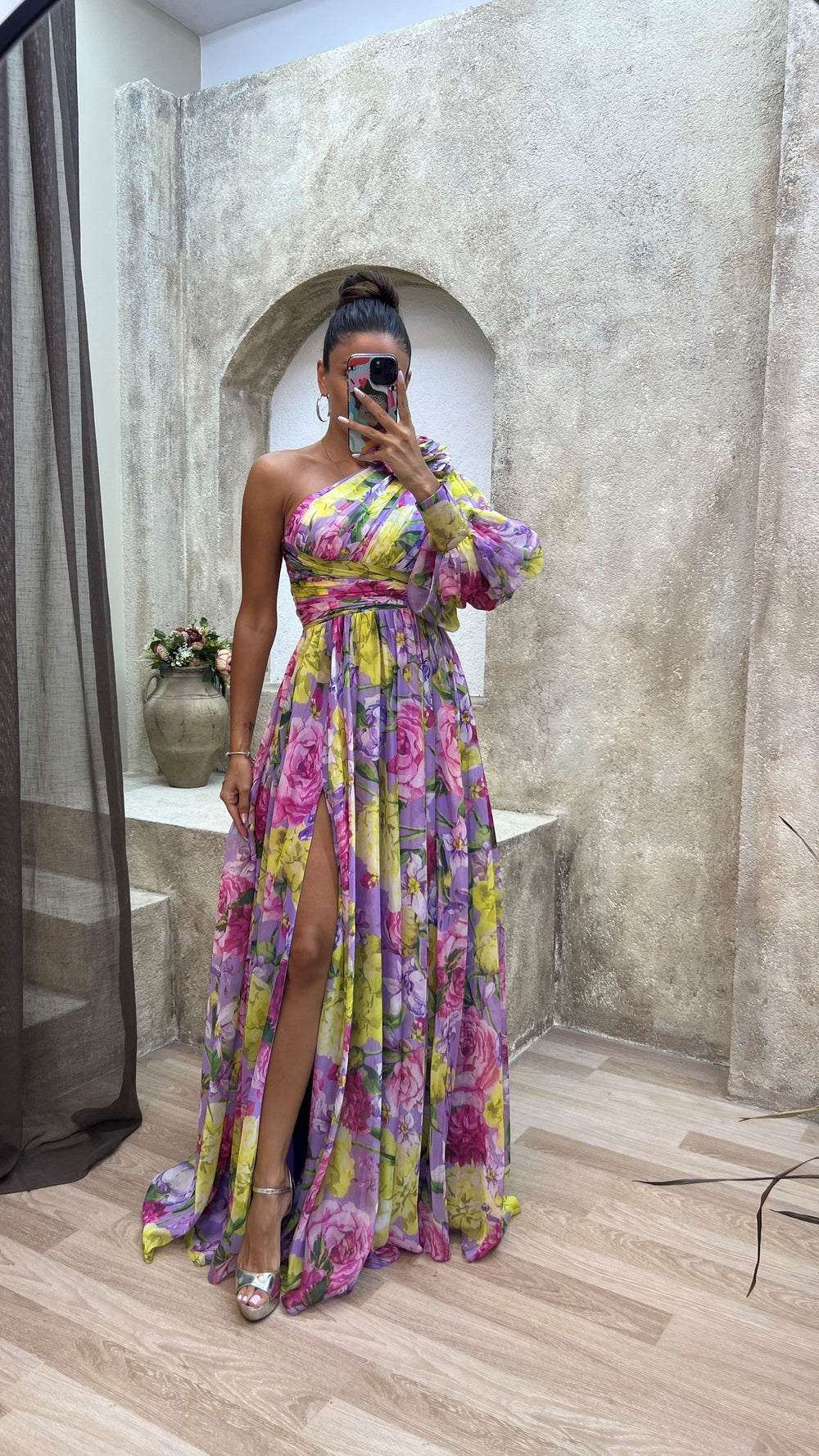 Cath – Asymmetric Floral Maxi Dress