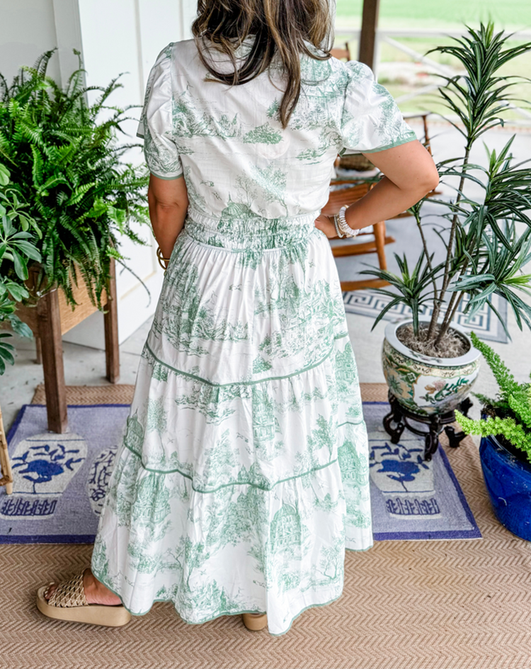 Ashley – Toile Print Maxi Dress