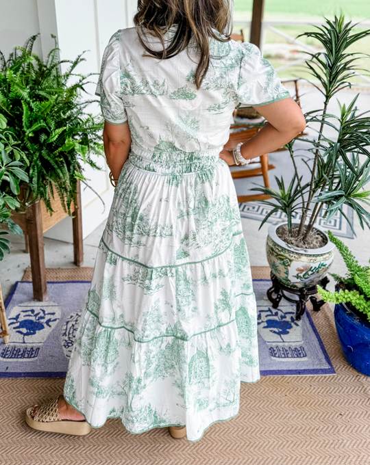 Ashley – Toile Print Maxi Dress