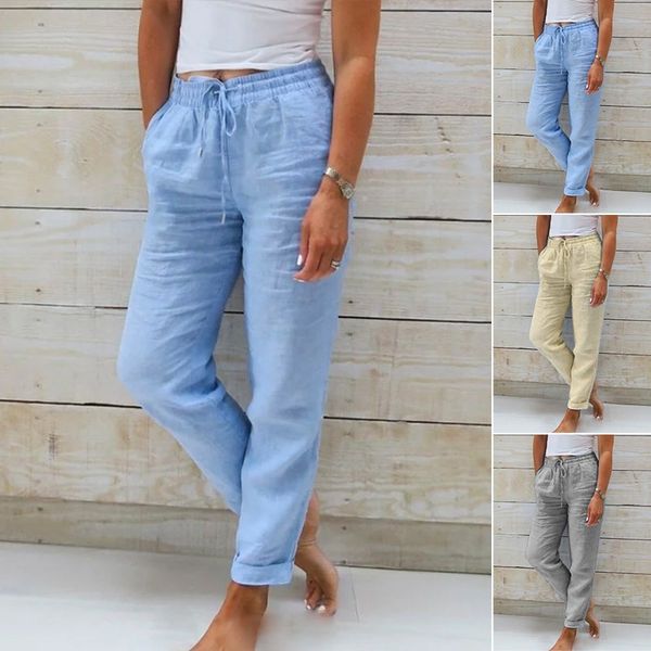 Jana – Cotton Linen Trousers with Elastic Waist