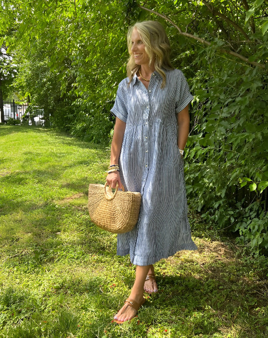 Vianne - Flowy Striped Shirt Dress