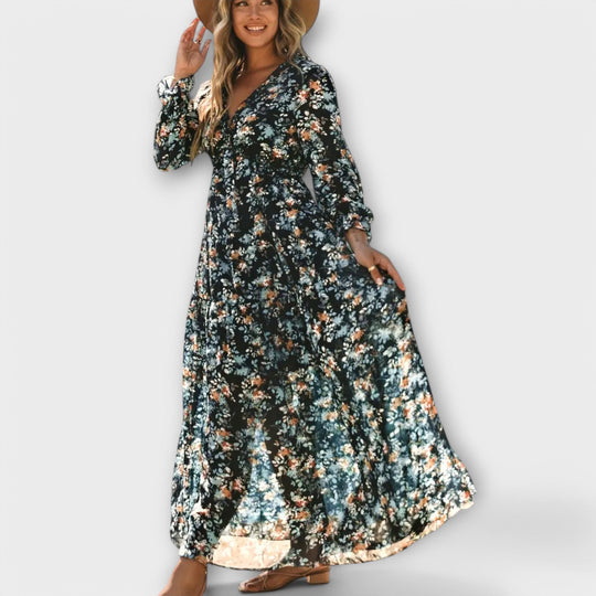 Phoebe – Floral Pleated Maxi Dress