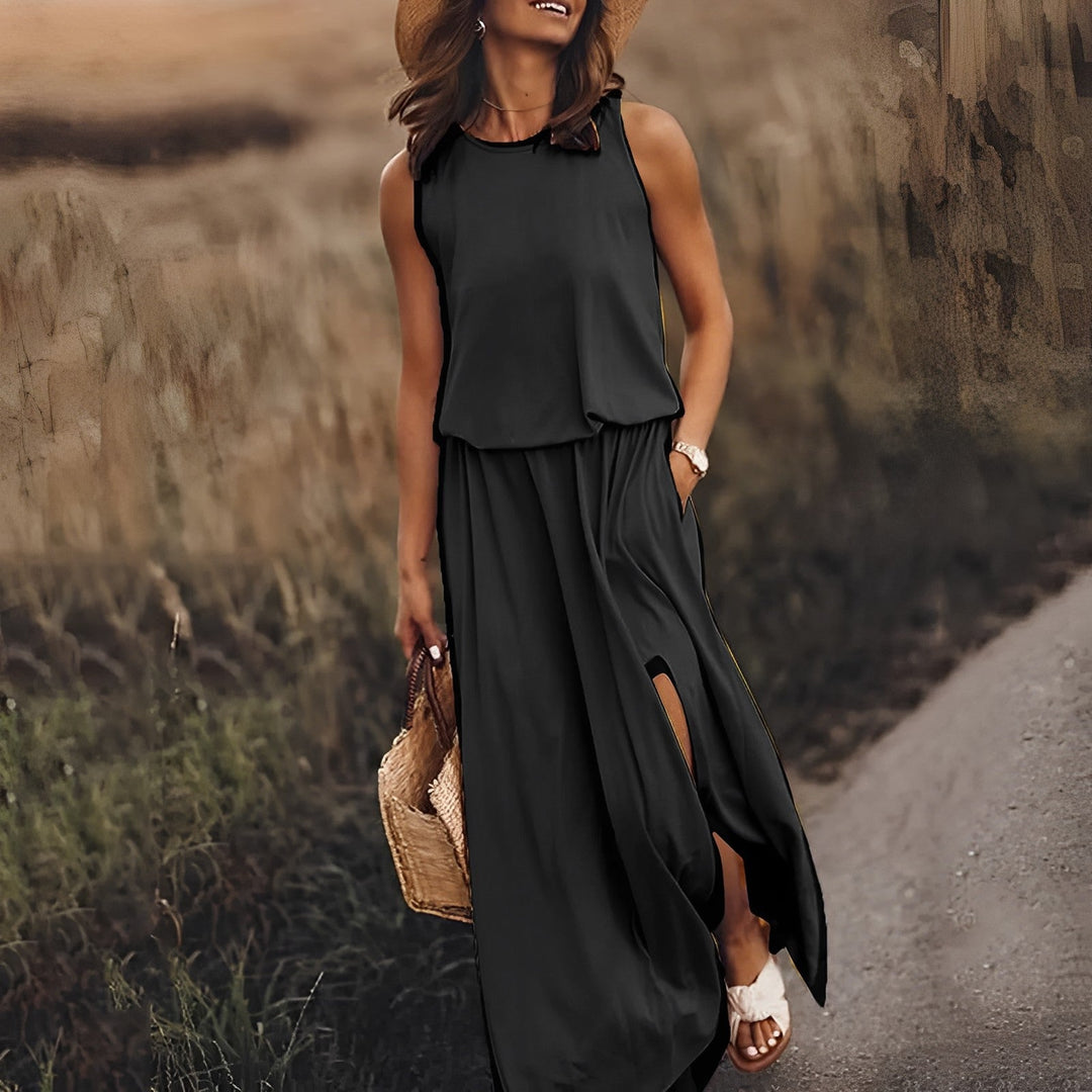 Tania – Sleeveless Colorful Maxi Dress