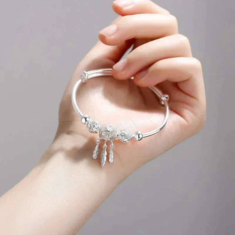 Rowena – Adjustable Triple Leaf Sterling Silver Bracelet