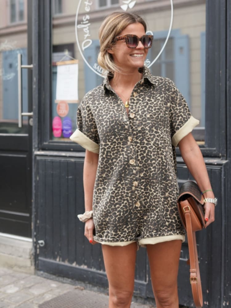 Danika – Tailored Leopard-Print Romper