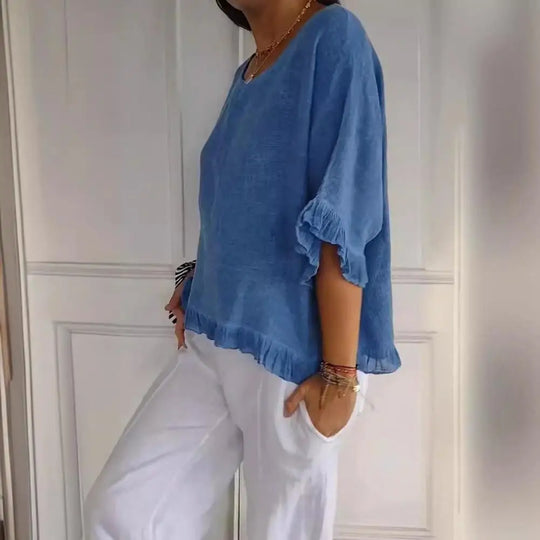 Diane – Elegant Round Neck Blouse