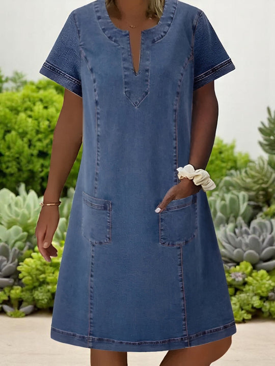 Margaret – Short sleeved Denim-look Dress