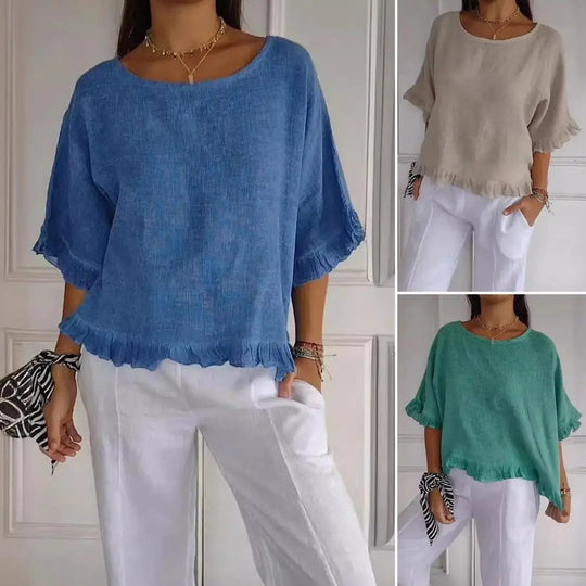 Diane – Elegant Round Neck Blouse