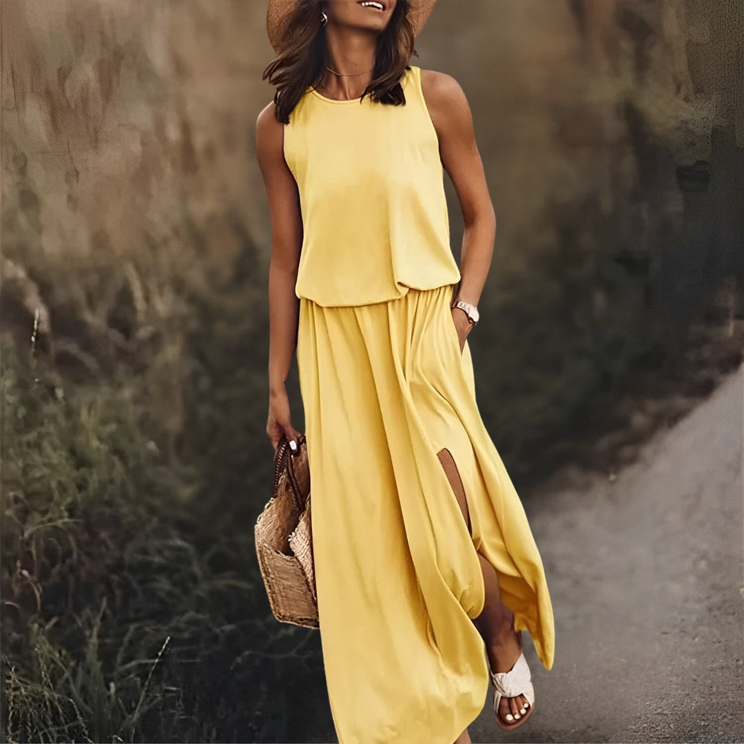 Tania – Sleeveless Colorful Maxi Dress