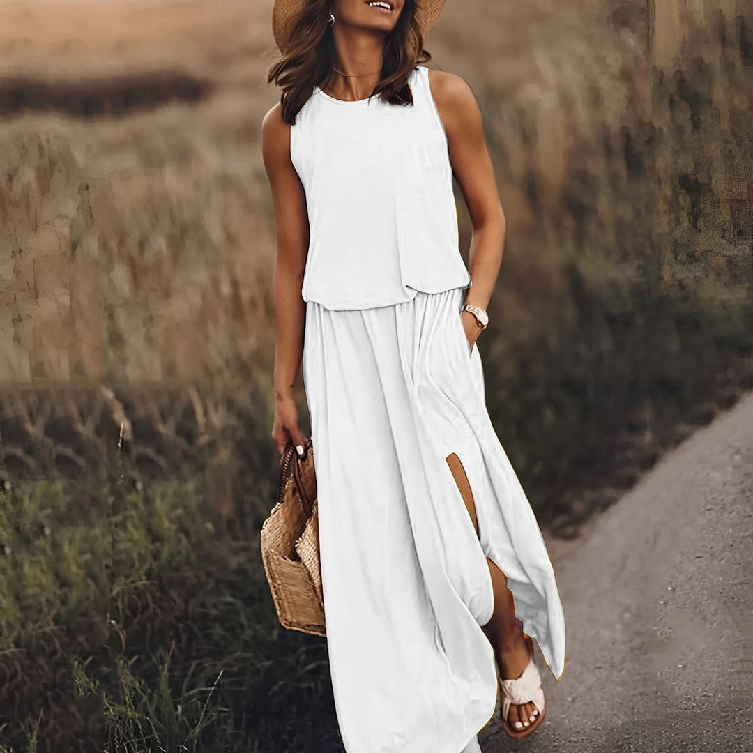 Tania – Sleeveless Colorful Maxi Dress