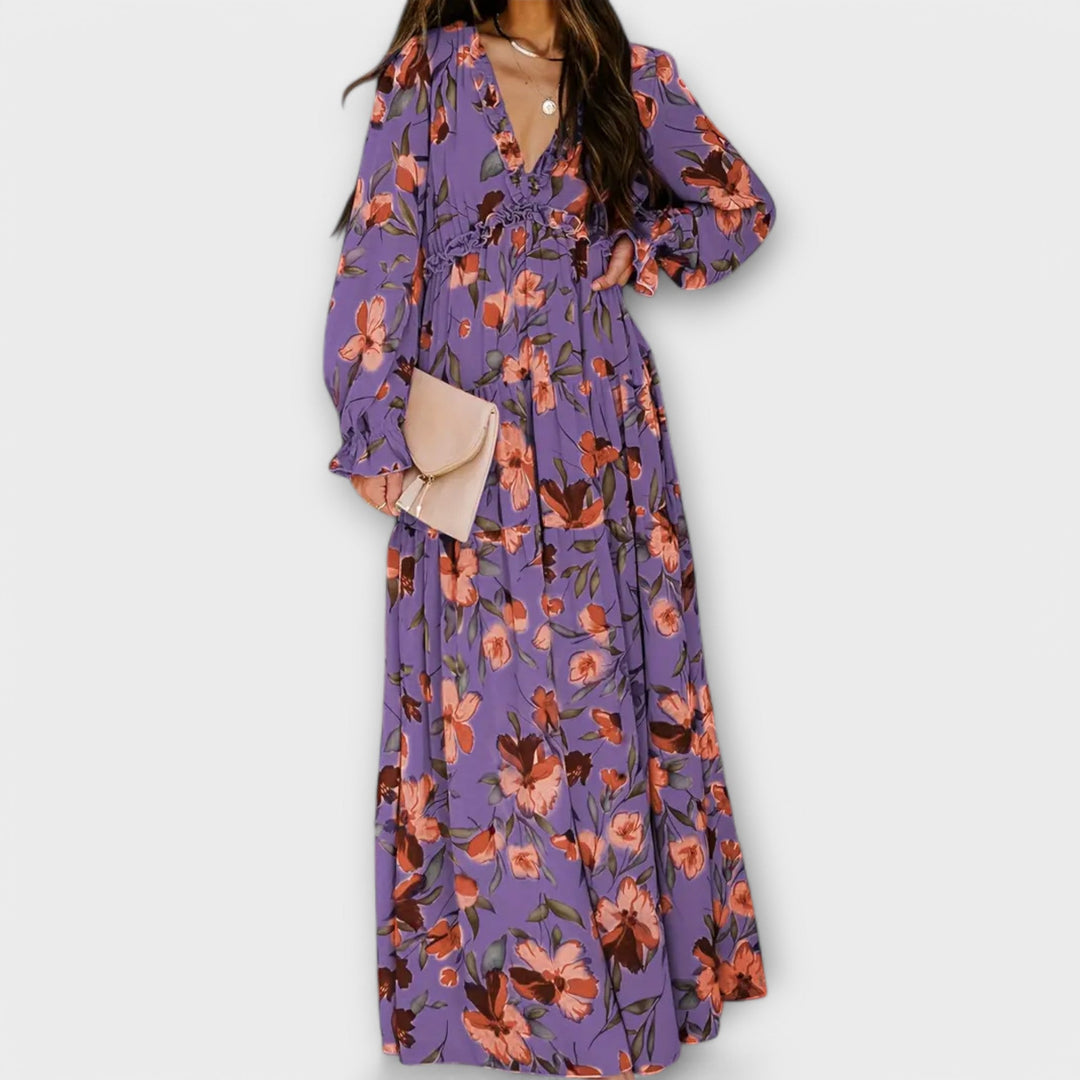 Phoebe – Floral Pleated Maxi Dress