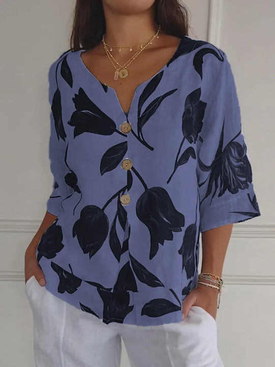 Clarisse – Wrinkle-Resistant Floral Blouse