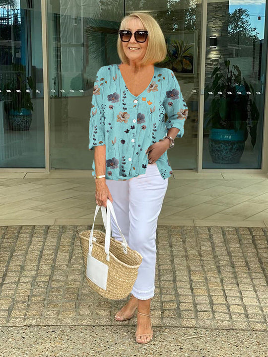 Alisa – Floral Button-Up Blouse