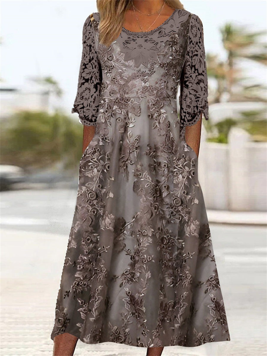 Christine – Floral Lace Midi Dress