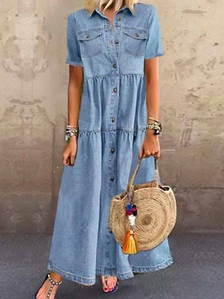 Chelsea – Denim Maxi Shirt Dress