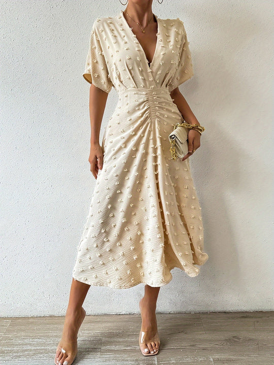 Alice – Pleated Midi Dress with V-Neck