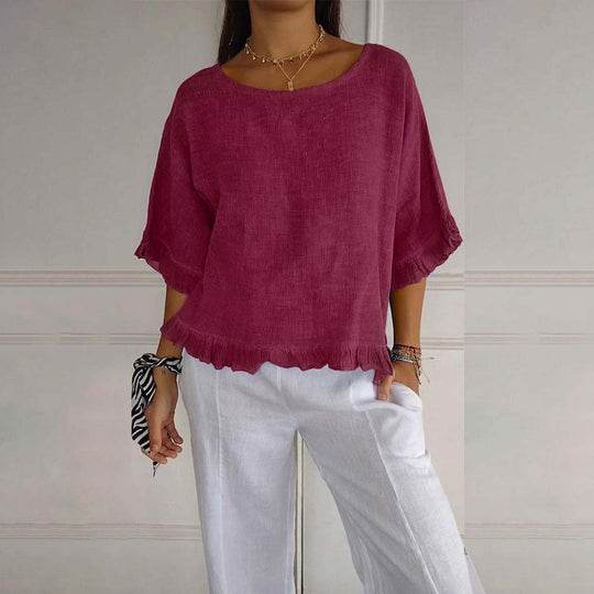Diane – Elegant Round Neck Blouse