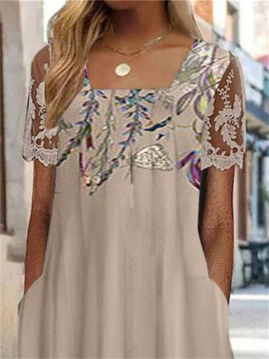 Evie – Lace-Trim Floral Midi Dress