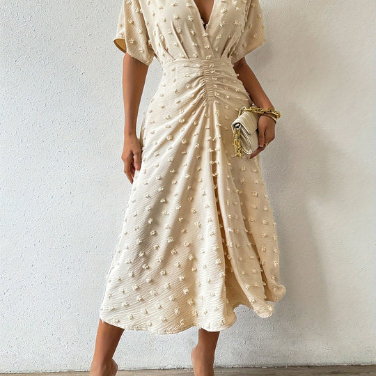 Alice – Pleated Midi Dress with V-Neck