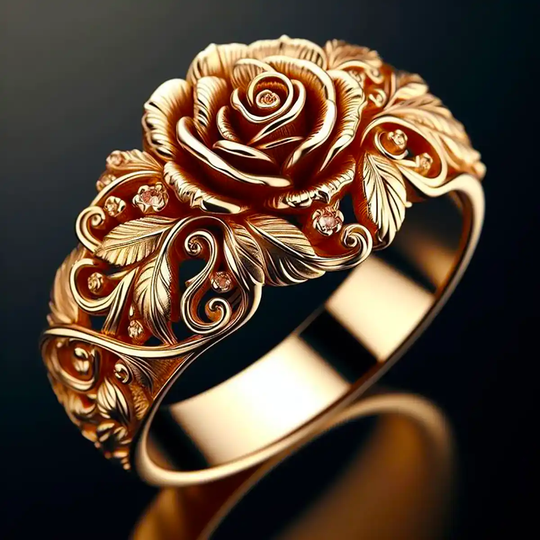 Annie - Elegant Golden Flower Ring