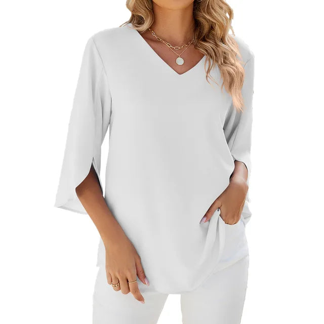 Clarisse – Elegant V-neck Blouse