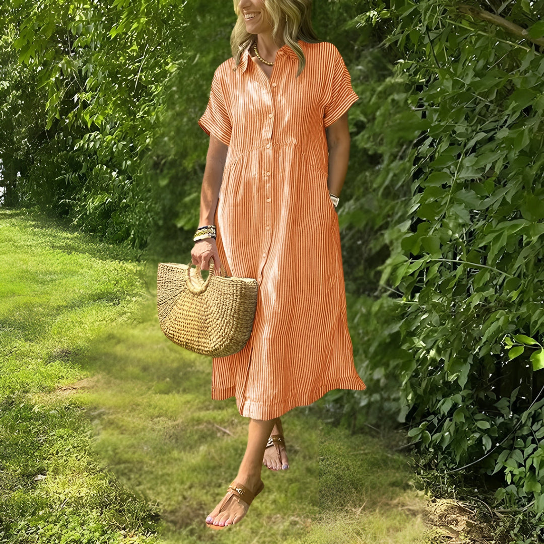 Vianne - Flowy Striped Shirt Dress