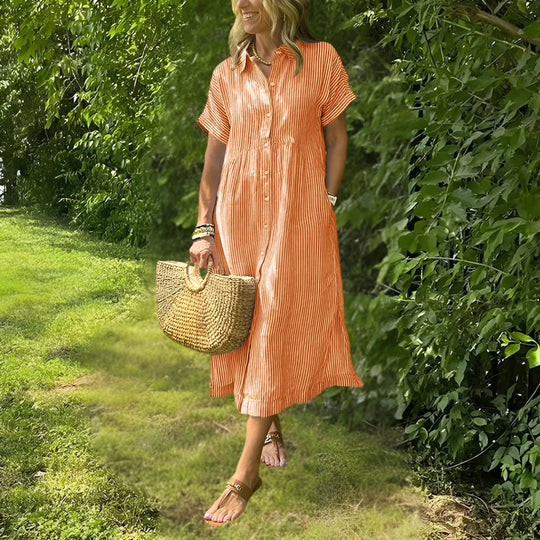 Vianne - Flowy Striped Shirt Dress